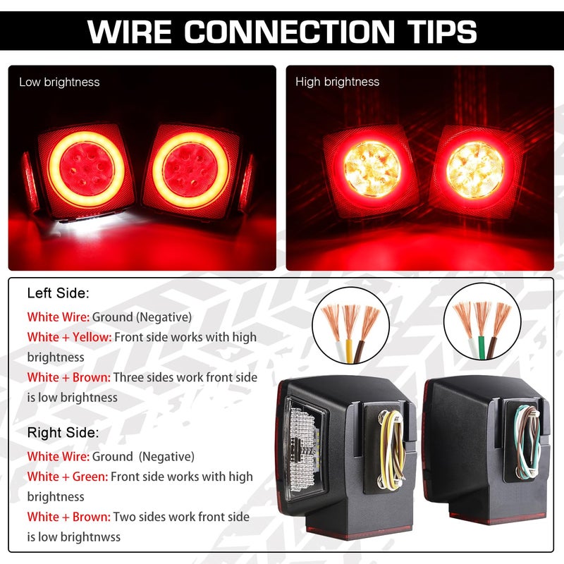 LINKITOM New Halo Submersible LED Trailer Light, Super Bright Brake Stop Turn Tail License Lights for Camper Truck RV Boat Snowmobile Under 80" Inch - Image 5